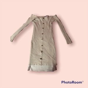 Cotton Tight Fit Long Sleeve Mid Length Dress